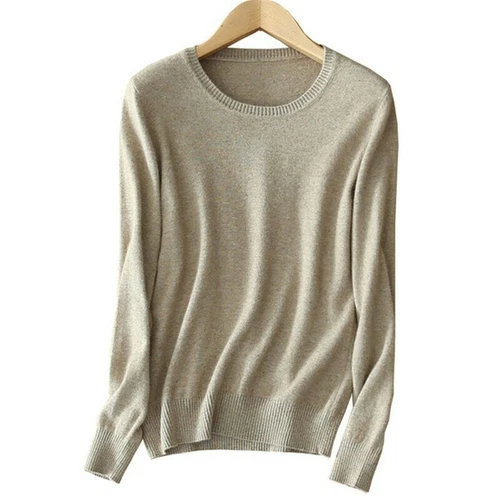 Ladies Wool Cashmere Sweater Knitted Pullover Slim Crew Neck Sweater Solid - Picture 8 of 38