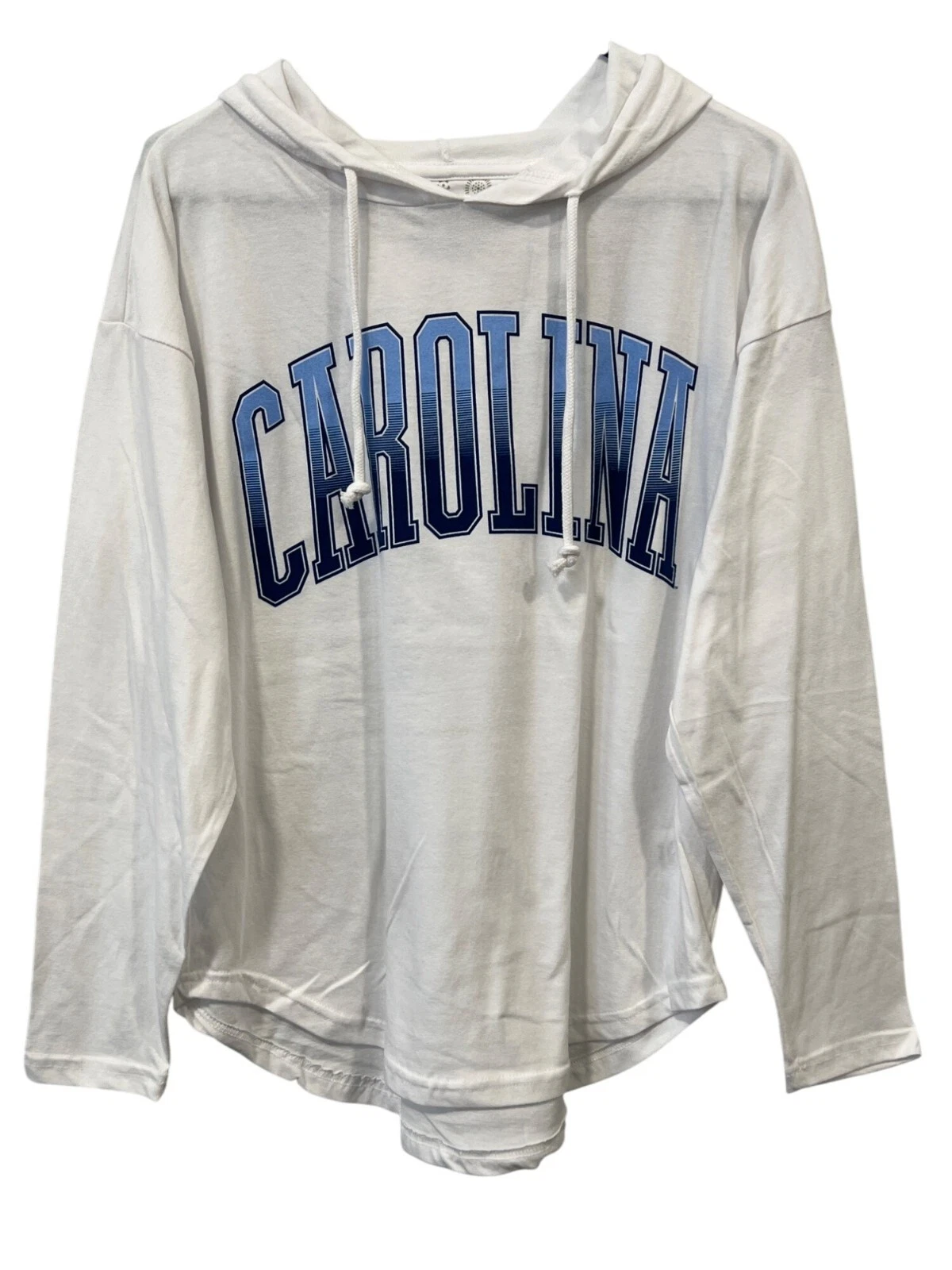 Pressbox Carolina Pullover Hoodie Womens Small Long Sleeve White Blue Lounge NEW
