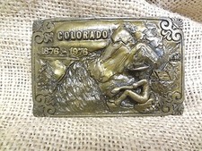 Colorado Centennial 1876-1976 Collectors Brass Belt Buckle Prospecting FREE SHIP