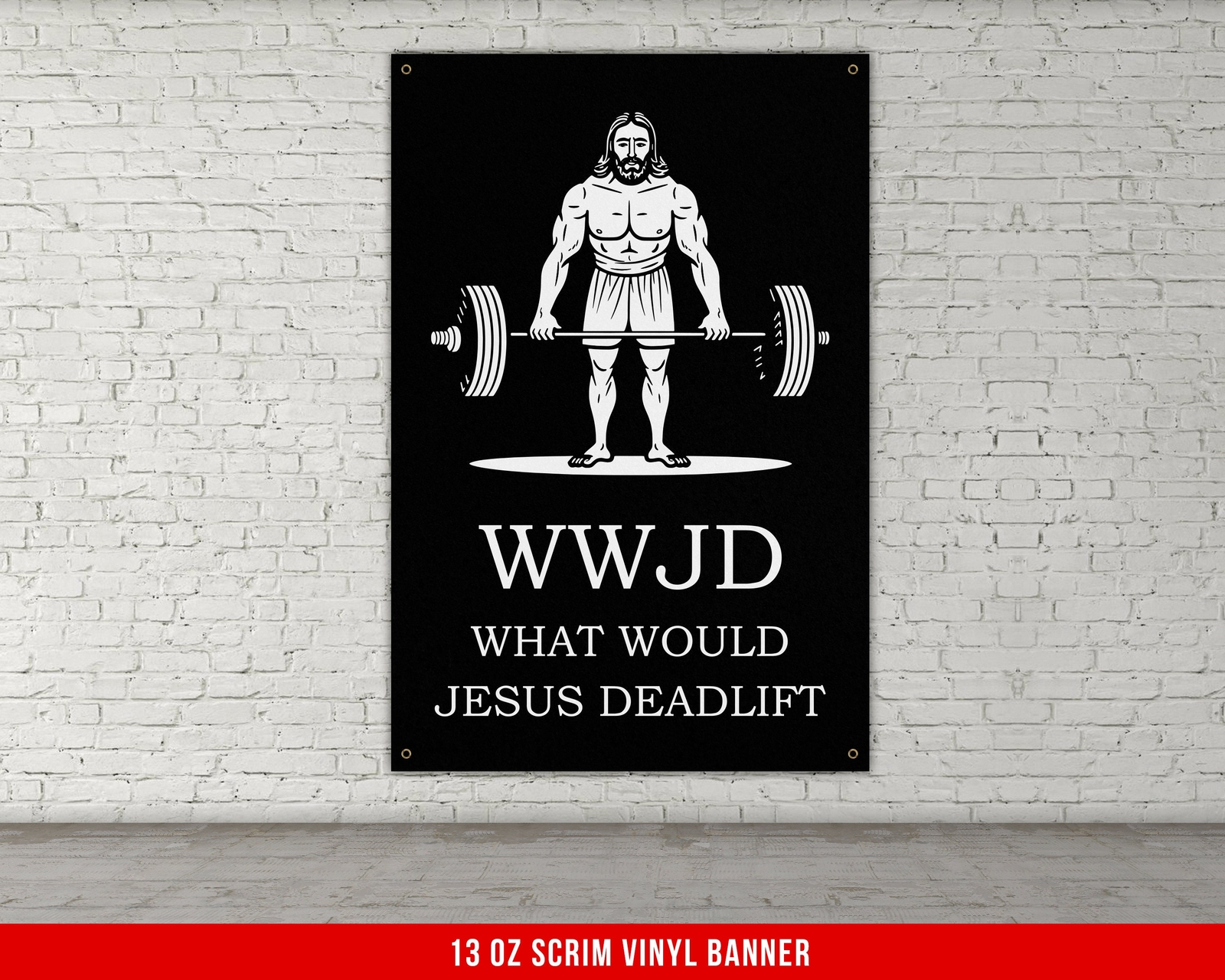 Jesus Deadlift Banner - Motivational Home Gym Wall Art