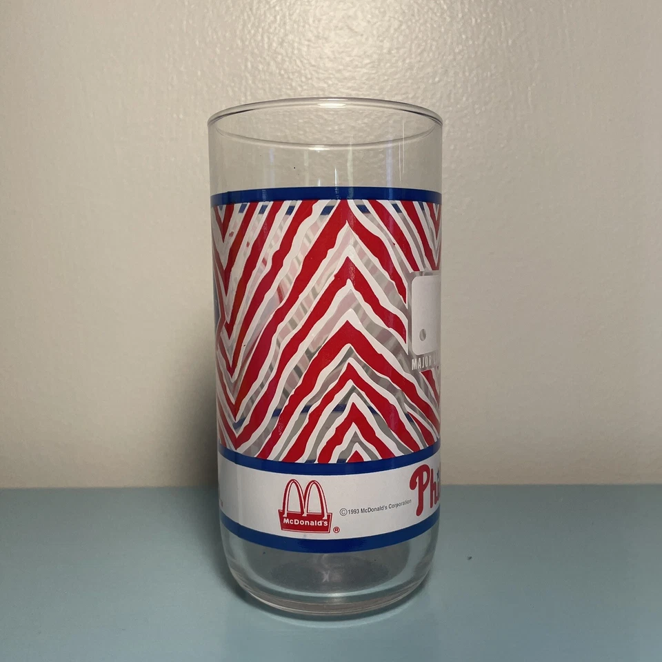 Vintage 1993 McDonalds Coca Cola MLB Phillies Zubaz set Of 4 glasses - Image 3 of 4