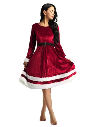 Womens Xmas Mrs Santa Claus Costume Elegant Sweetie Christmas Fancy Dress Up - Picture 16 of 31