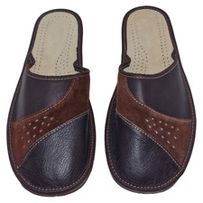 Natural leather slippers for men Handmade Mules Supersize available Comfy insole