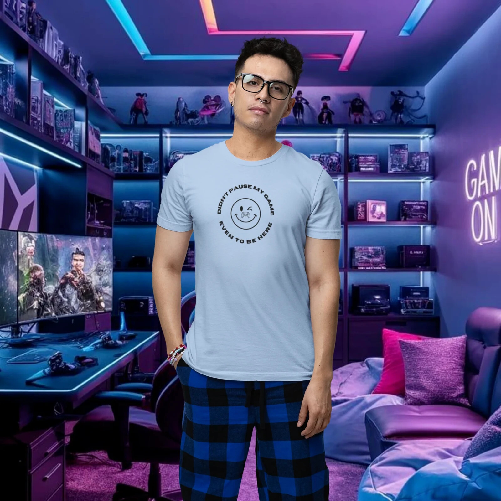Men Gaming Special Half Sleeve Round Neck Cotton T Shirt Casual Wear Tee