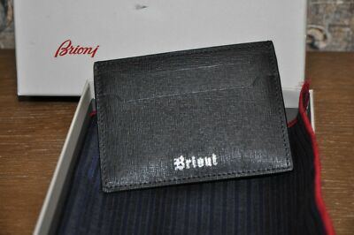 AUTHENTIC NEW BRIONI BLACK CALFSKIN CREDIT CARD CASE 