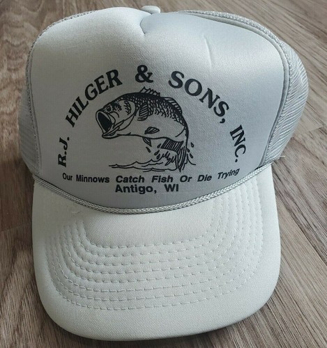 Vtg Fishing Hat Cap Funny Minnow Bait 