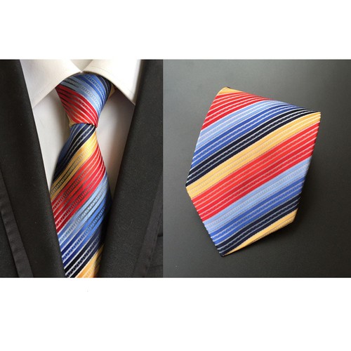 Mens 8cm Wide Colorful Striped Paisley Neck Tie Wedding Party Necktie Neckwear - Picture 12 of 24