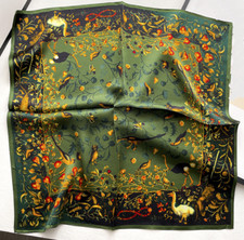 100 Silk 20" small Scarf Women neckerchief Wrap floral green red