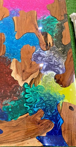 Custom Order Epoxy Table, Multi Colour Resin Epoxy Table Wooden Table with Stand - Picture 3 of 9