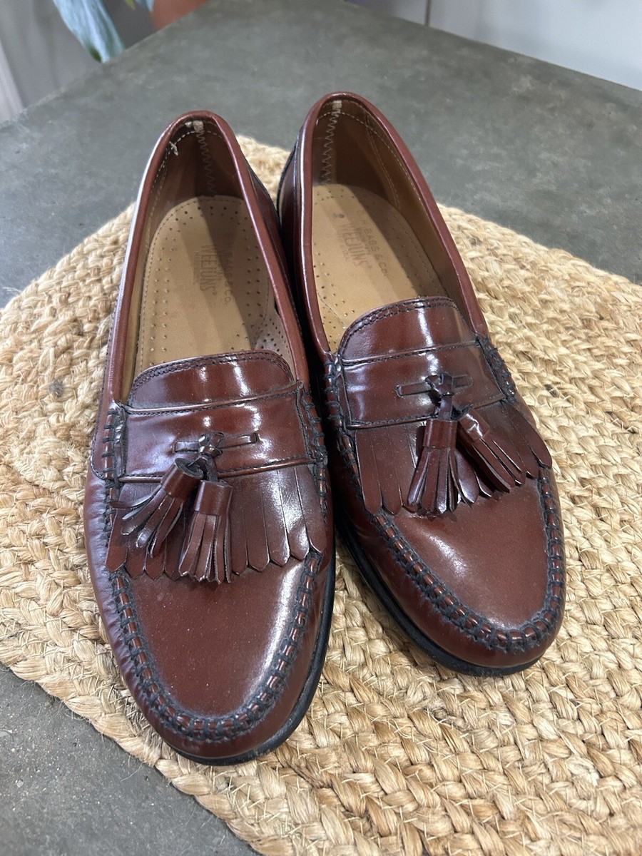 Vintage Bass Weejuns Tassel Loafers 8.5 Men's Burgundy Leather