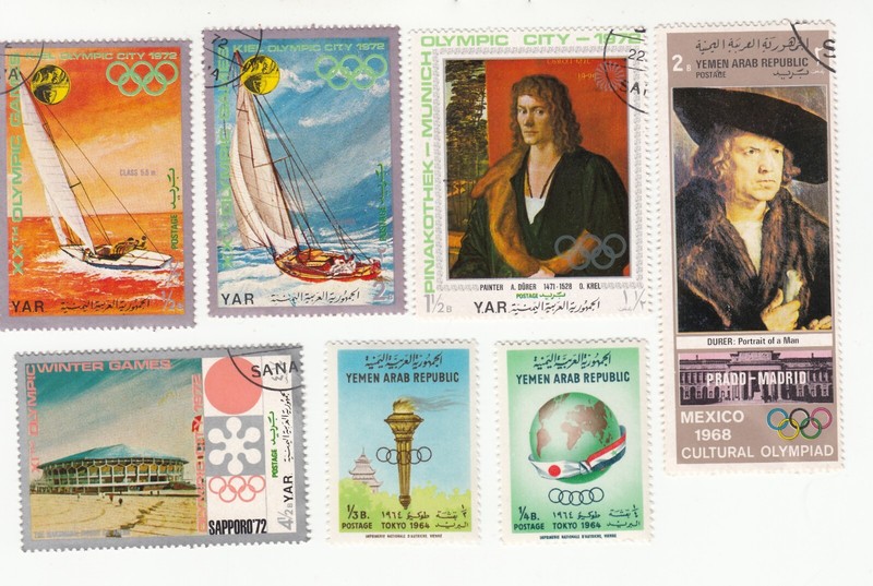 Yemen YAR 1964-72. Olympic Games Tokyo Munich Kiel Sapporo. Durer paintings. CTO