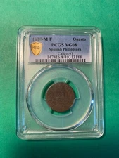 PHILIPPINES MANILA SPAIN 1828-MF QUARTO FERDIN VII PCGS VG 8