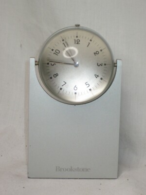 unique Brookstone rotating quartz clock orb ball sphere photo holder decor