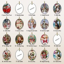 American English Foxhound Dog Oval Glass Christmas Hanging Ornaments X-mas D cor