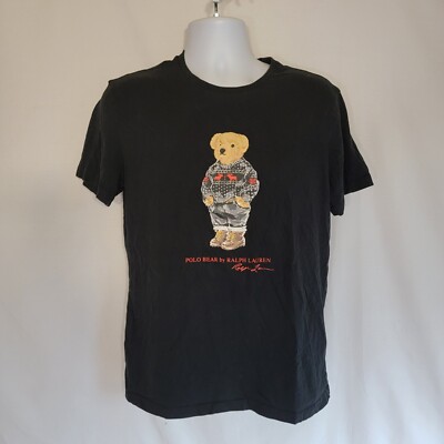 Polo Ralph Lauren Mens Black Holiday Teddy Bear Graphic T-Shirt Size M 