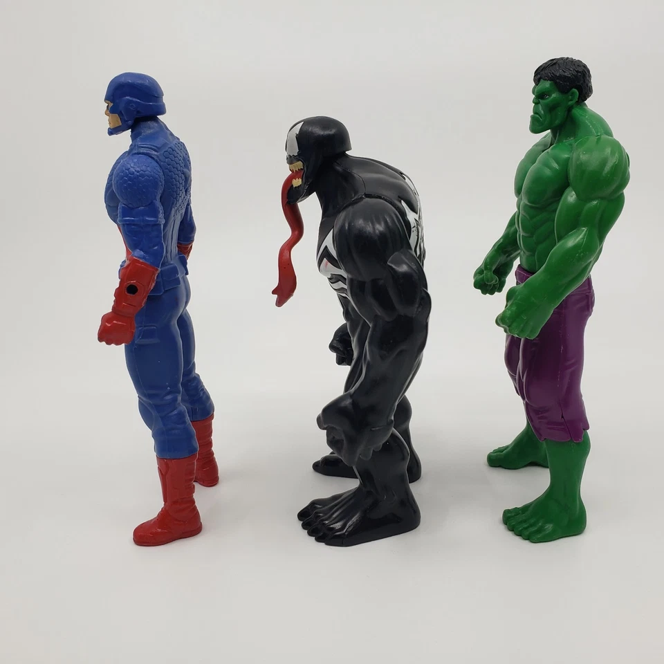 Lote de 3 Figuras de Acción Marvel 6" Capitán América Hulk Venom Usadas Foto 2 de 4
