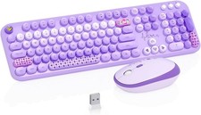 Wireless Keyboard and Mouse Combo, 104 Keys, Colorful Retro Typewriter, PC Ma...