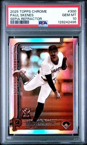 2025 TOPPS CHROME 300 PAUL SKENES SEPIA REFRACTOR PIRATES PSA 10 GEM MINT