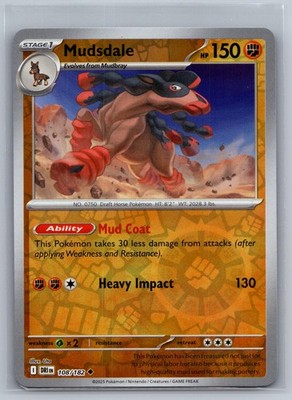 Mudsdale 108/182 Uncommon Destined Rivals Pokemon Reverse Holo Near Mint