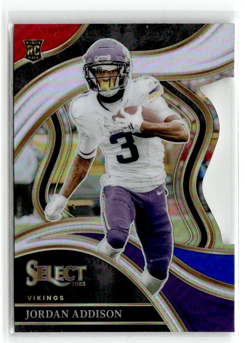 2023 Panini Select #254 Jordan Addison Red and Blue Prizms Die Cuts