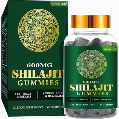Himalayan Shilajit Gummies 600mg Fulvic Acid Trace Minerals 60ct