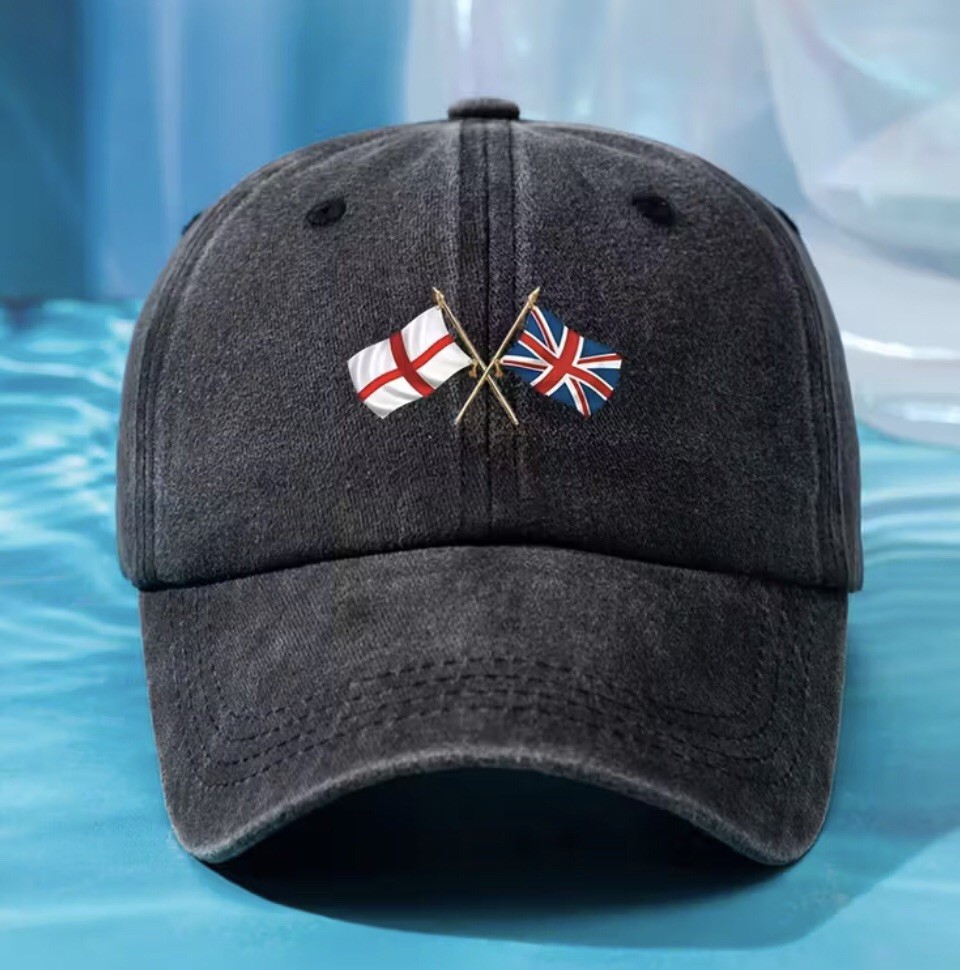 Baseball Cap UNION JACK ST GEORGES CROSS design Patriotic Black