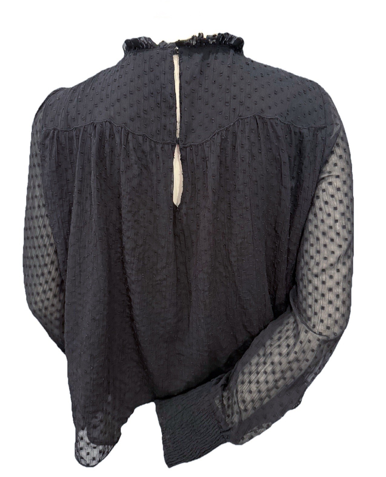 Zara Trafaluc Collection Black Sheer Beaded Sequin Blouse Size L