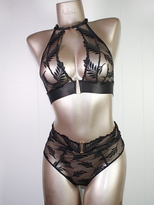 Aubade Paris Sample Queen of Shadow Black Lingerie Set 34B S