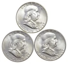 Choice Unc 1949 P+D+S Franklin Half Dollar Gem BU Collection Lot Set *3348