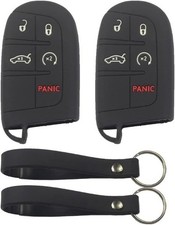 2Pcs Black Rubber Silicon 5 Buttons Smart Key Fob Cover Cas Color: 2pcs Black