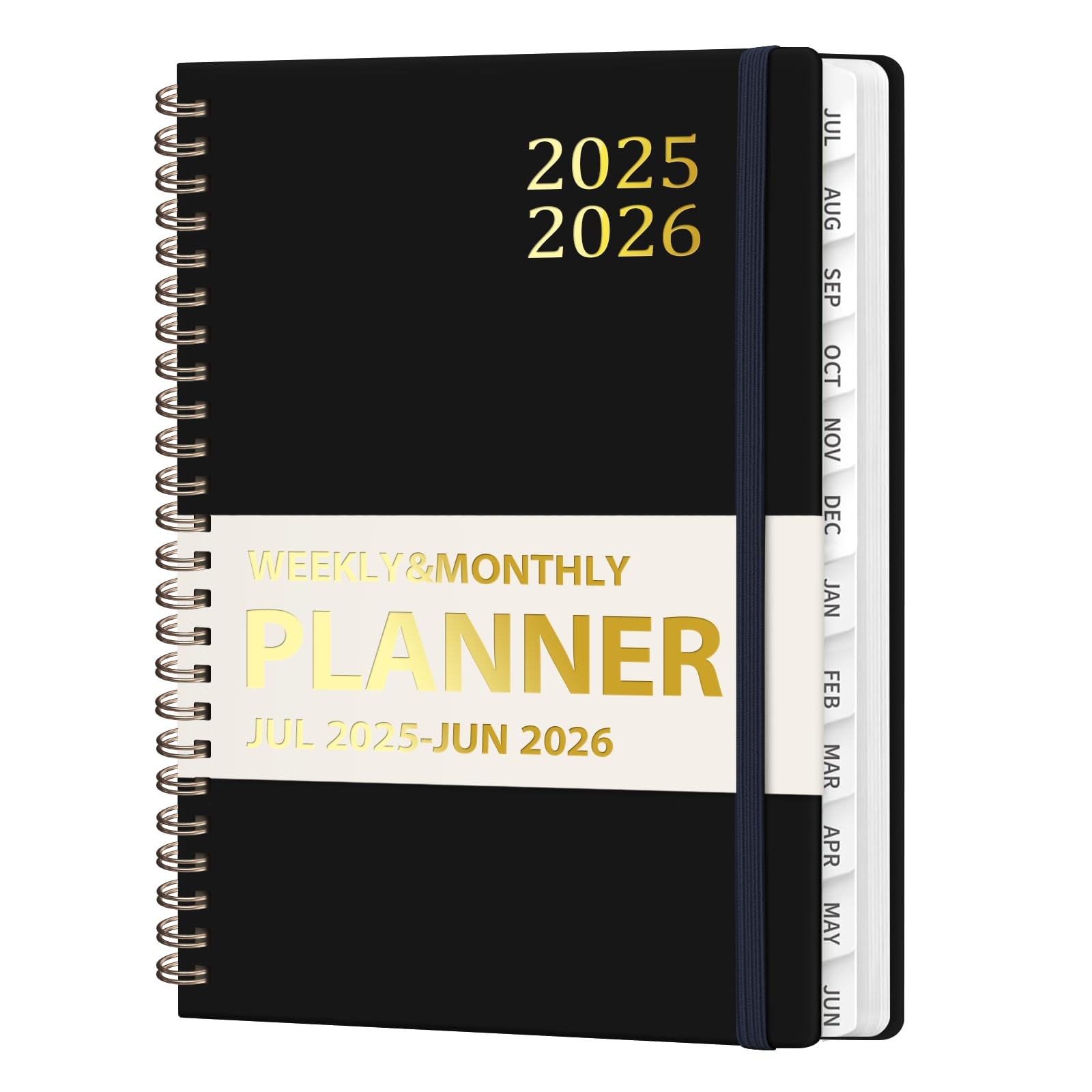 Daily Planner 2025-2026, July 2025 - June 2026 Planner, Hard Cover Black