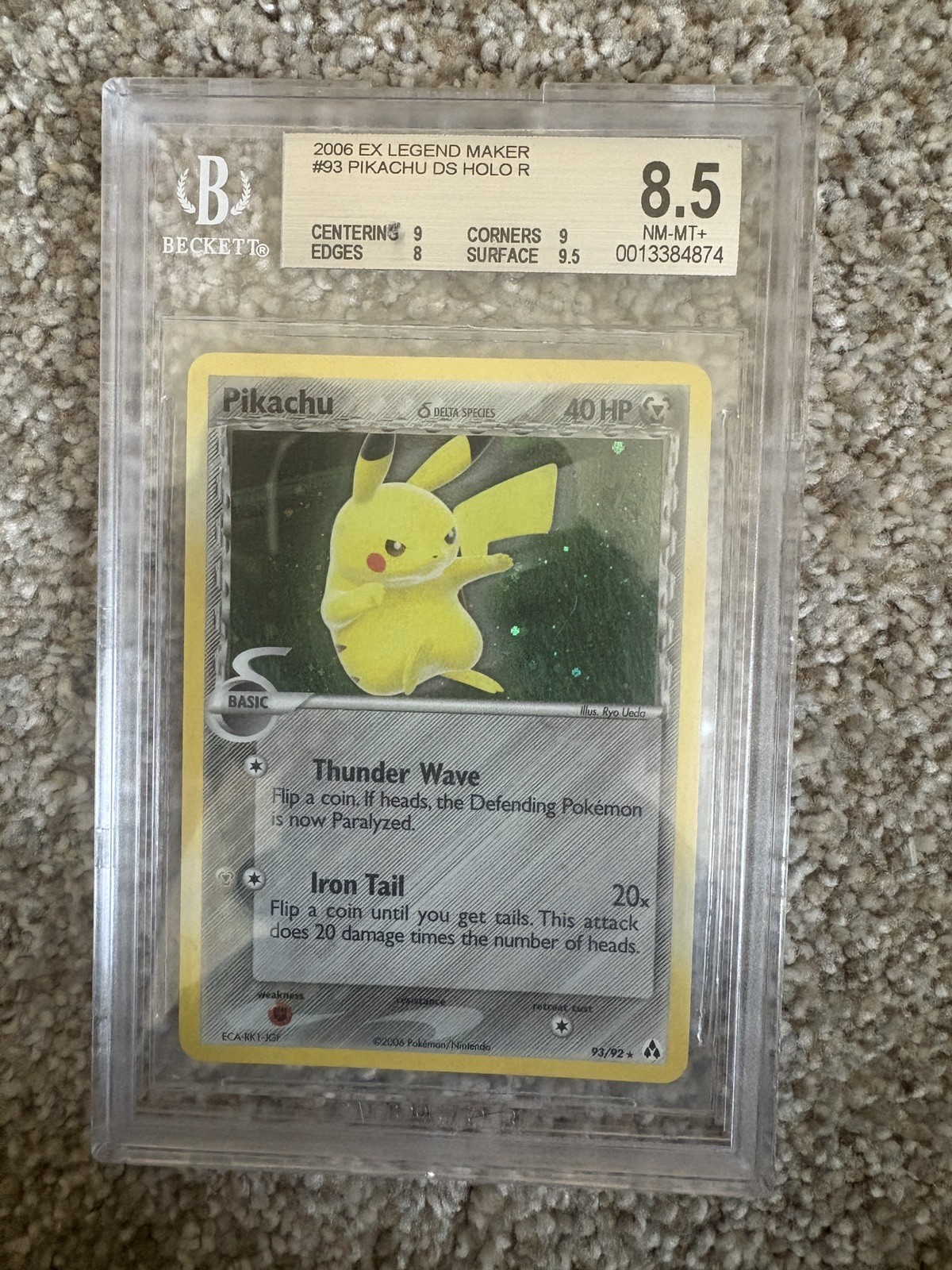 2006 Pokemon EX Legend Maker Pikachu Holo #93 BGS 8.5! Low Pop