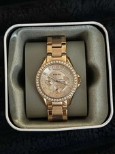 Fossil Riley Women s Rose Gold Crystal Bezel ...