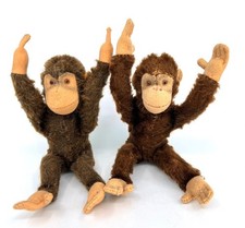 Steiff Jocko Chimp x 2 Mohair 1960s Jointed 15cm 6in Monkey no ID Vtg