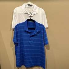 G/Fore Polo Shirts Lot of 2 Mens Large Striped Short Sleeve Performance Golf