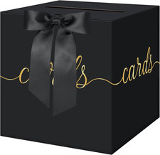 Black Card Box Wedding, Black Bow Card Box for Party, Graduation, Wedding Recept