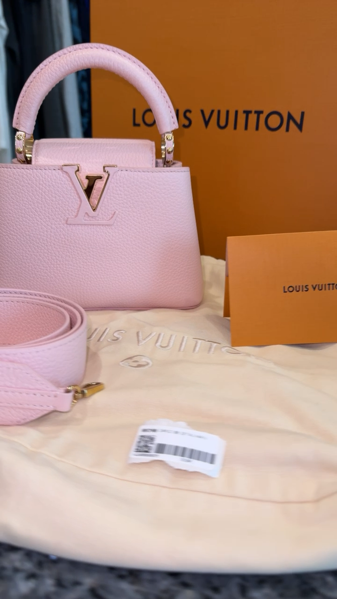 Louis Vuitton Capucines Mini Top Handle Bag Pink Leather Taurillon