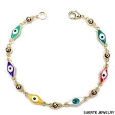 14K Gold Plated Evil Eye Amulet Bracelet Oro Laminado Mal De Ojo Pulsera 8