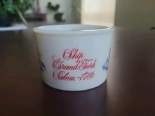MINT Vintage Old Spice Shaving Mug Shulton Ship Grand Turk Salem 1786 Milk Glass