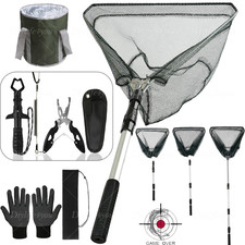 Telescopic Folding Aluminum Handle Fishing Landing Net 3 Section Extending Pole