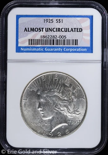 1925-P $1 Peace Silver Dollar NGC Almost Uncirculated | AU