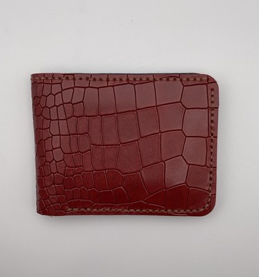 Mens Radish Crocodile Handcrafted Bifold Genuine Leather Wallet