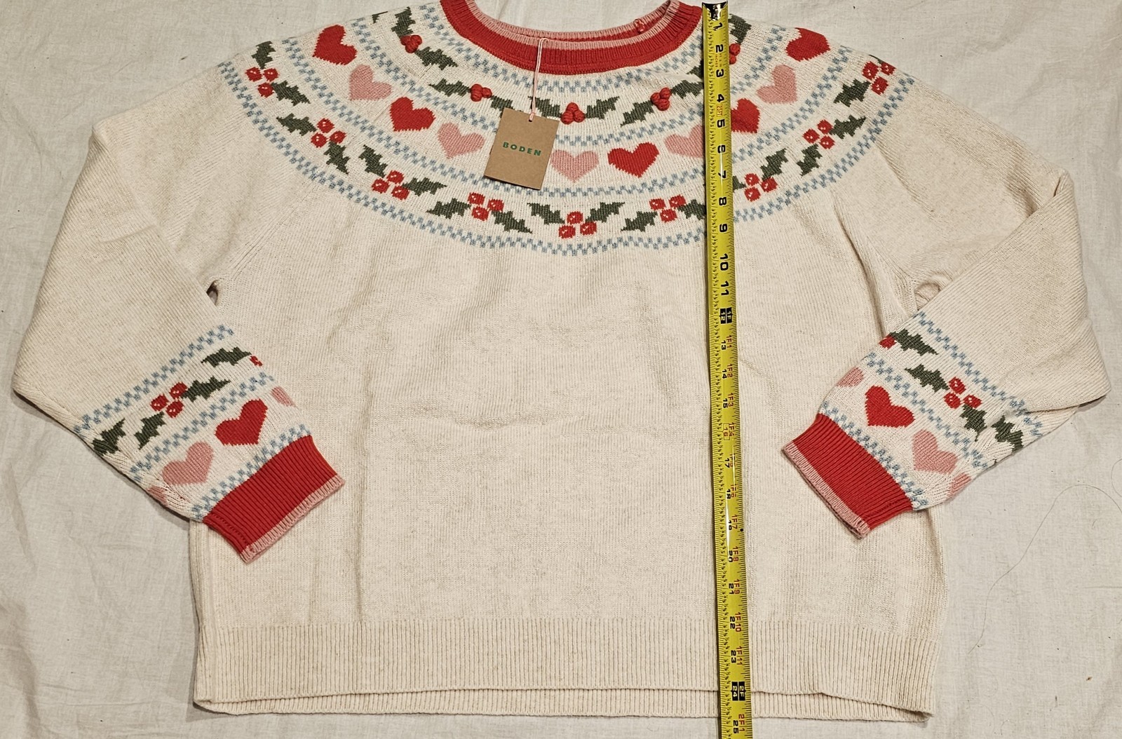 Boden Edie Fair Isle Sweater Holly Cream NWT New XL image 10