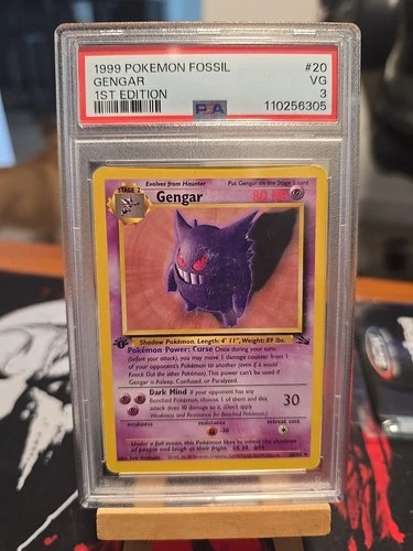 Gengar 1st Edition Fossil Unlimited Non-Holo PSA 3