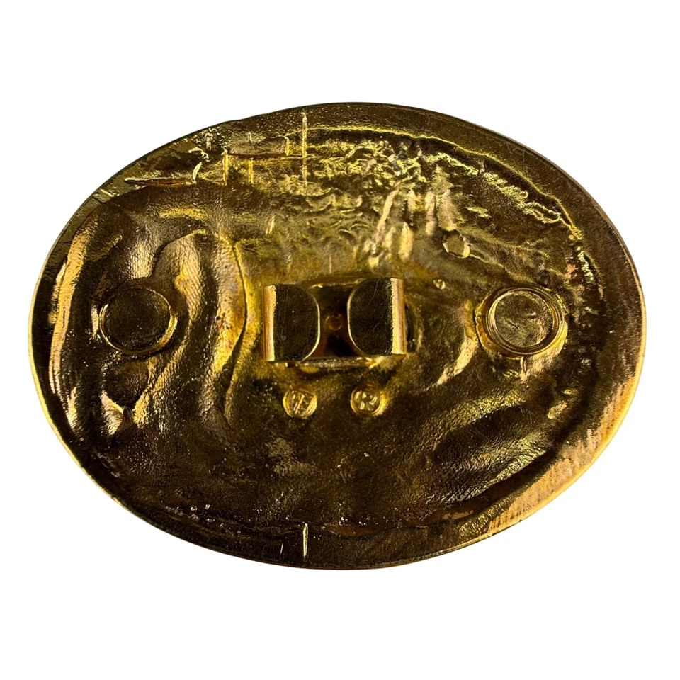 Hebilla de cinturón ovalada vintage HR dorada y plateada con detalles de perlas Foto 3 de 4