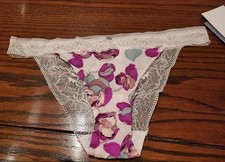 NWT CALVIN KLEIN NAKED GLAMOUR TANGA PANTIES FLORAL NYLON/ELST F3324 PAF S