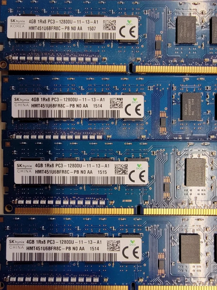 4 PACK LOT !!   SK Hynix 4GB 1Rx8 PC3 12800U-11-13-A1 Desktop RAM - Image 4 of 4