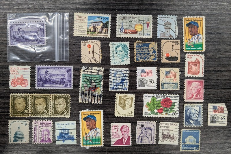 Lot Of 32 Old Us Stamps Various Denominations.  Some Are Not Even Used! 
