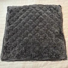 Pottery Barn Velvet Lattice Quilted Pillow Sham Charcoal Gray Grey Euro