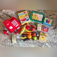 Battat Vintage Toy Food Set with Cash Register Unisex Pretend Play Market